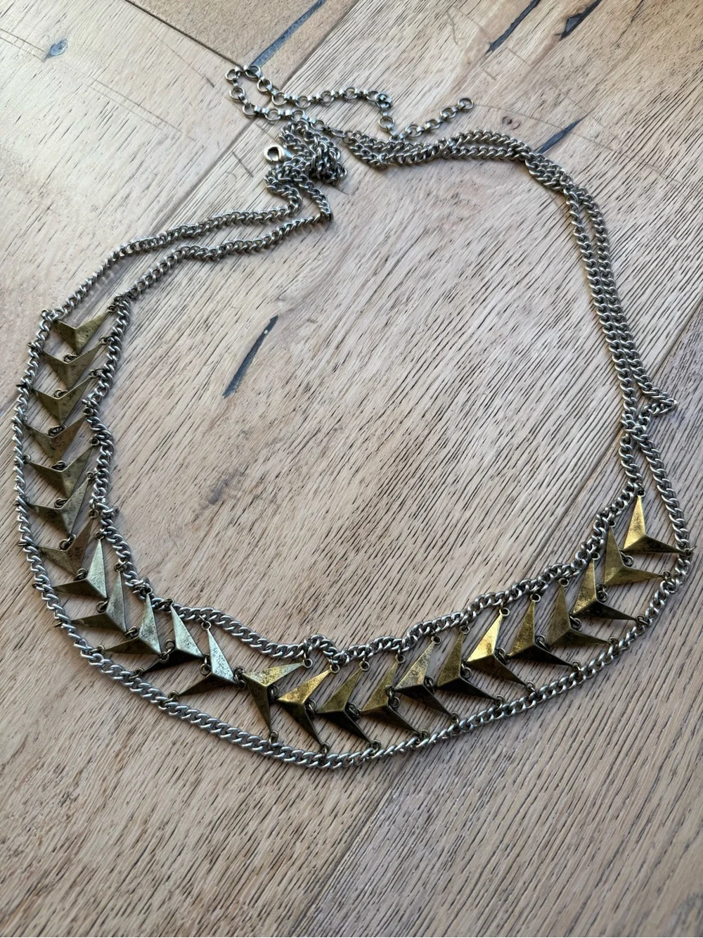 Vintage metal belt - Layered Chevron Metal in Antique Gold and Silver